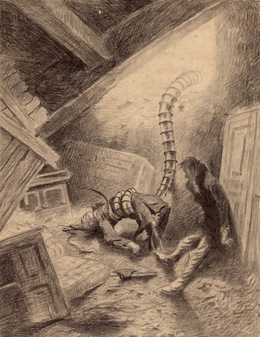 1906 Illustration: Handler grabbing a human